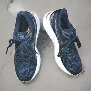 WOMEN'S ASICS GEL-CUMULUS 23 Black Rose Gold Running Shoes Sneakers Size US 7